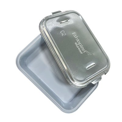 Plateau alimentaire rectangulaire à haute température pour les compagnies aériennes Contenants en feuille d'aluminium jetable en or avec couvercle