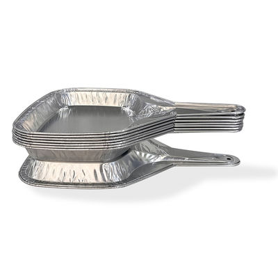 Plateau de cuisson en aluminium en feuille rectangulaire avec poignée pour emballage alimentaire