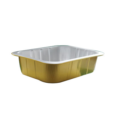 Container en feuille d'aluminium dorée pratique pour les boîtes à emporter et les plateaux de gâteaux d'avion