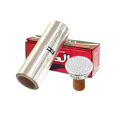 Folie d'aluminium d'argent à température douce Hookah Shisha Roll avec ligne de coupe et trous 145mm*145mm