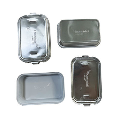 Plateau alimentaire rectangulaire à haute température pour les compagnies aériennes Contenants en feuille d'aluminium jetable en or avec couvercle