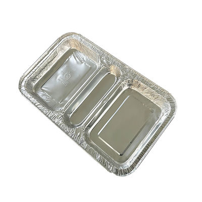 Contenant de qualité alimentaire 3 Compartiment 230*185*35 Boîte à déjeuner à emporter en papier d'aluminium rectangulaire