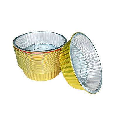 Contenant alimentaire en papier d'aluminium rond de la compagnie aérienne couleur or boîte à déjeuner jetable